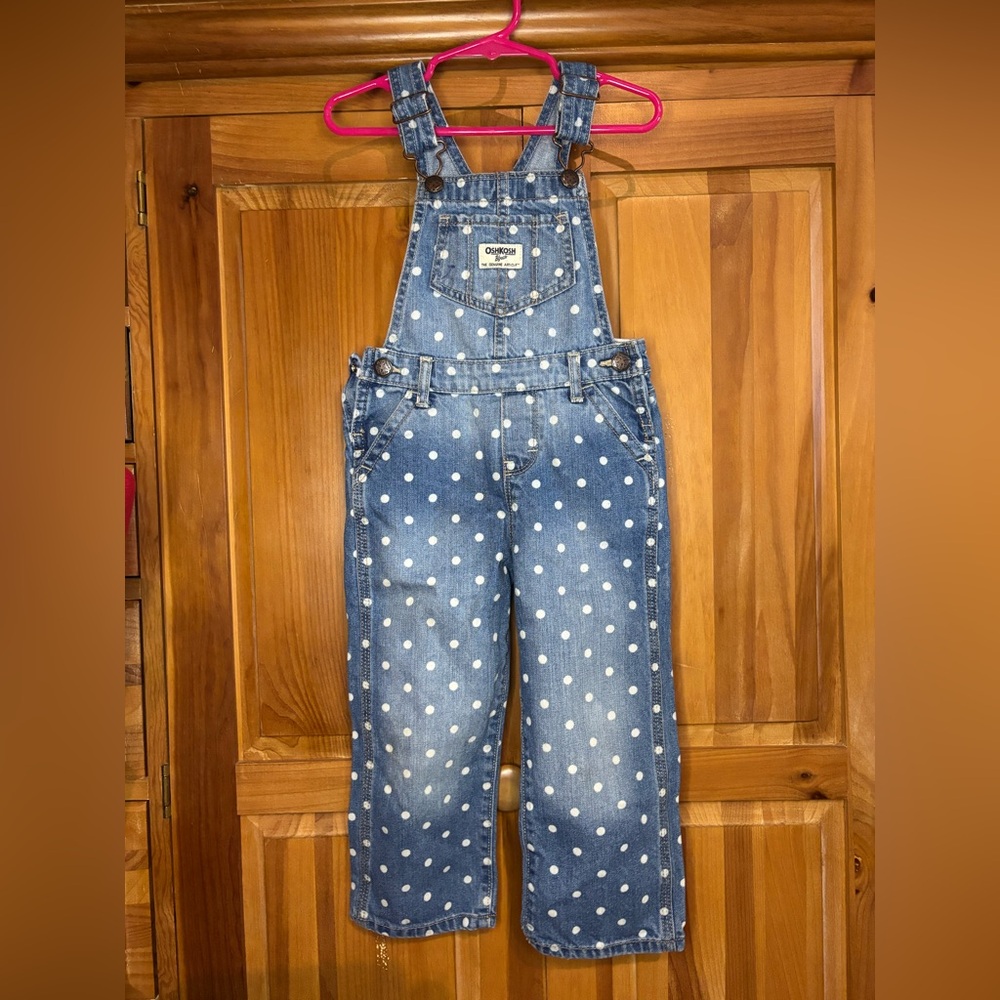 OshKosh B'gosh Denim Polka Dot Overalls